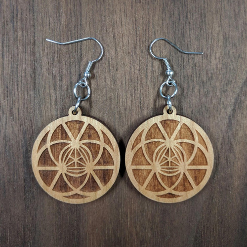 Triangular Energy Field Hardwood Earrings by LaserTrees | Artisan Boutique Jewelry