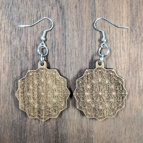 LaserTrees Asanoha Rose Hardwood Earrings