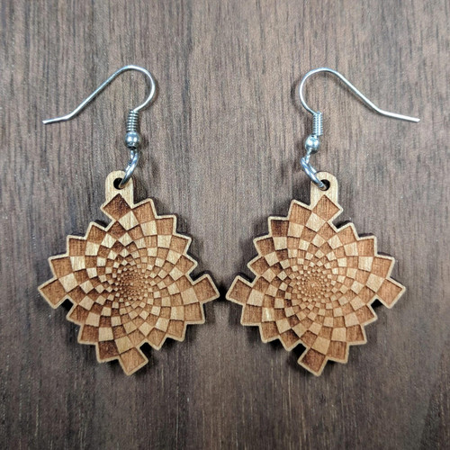 Phi Checker Hardwood Earrings by LaserTrees | Artisan Boutique Jewelry