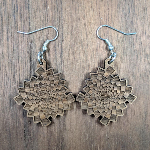 LaserTrees Phi Checker Hardwood Earrings