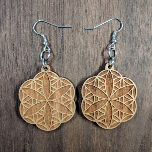 Seed-Flower 1 Hardwood Earrings by LaserTrees | Artisan Boutique Jewelry