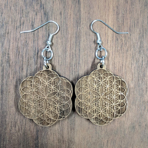 LaserTrees Seed-Flower 2 Hardwood Earrings