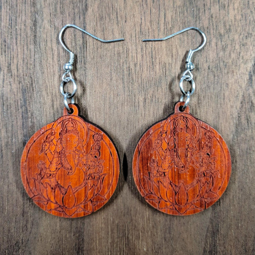 LaserTrees Ganesh Hardwood Earrings