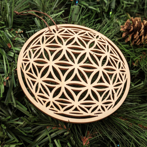 LaserTrees Flower of Life Orb Ornament - Sacred Geometry - Laser Cut Wood