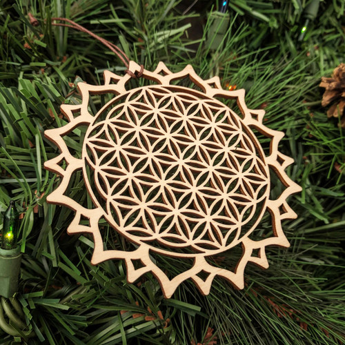 LaserTrees Flower of Life Mandala Ornament - Sacred Geometry - Laser Cut Wood