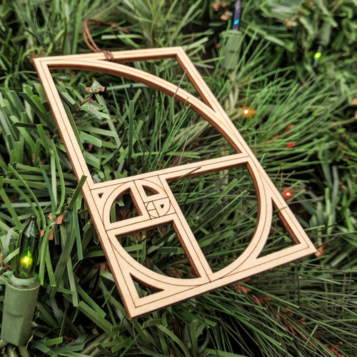 LaserTrees Fibonacci Sequence Ornament - Sacred Geometry - Laser Cut Wood 