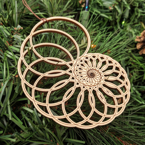 LaserTrees Nautilus Ornament - Sacred Geometry - Laser Cut Wood