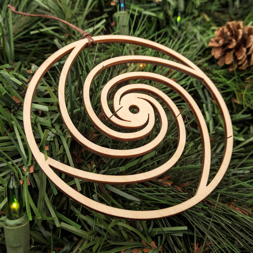 LaserTrees Fibonacci Vortex Ornament - Sacred Geometry - Laser Cut Wood