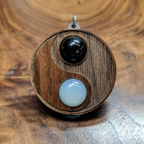 LaserTrees Yin Yang Hardwood Gemstone Pendant