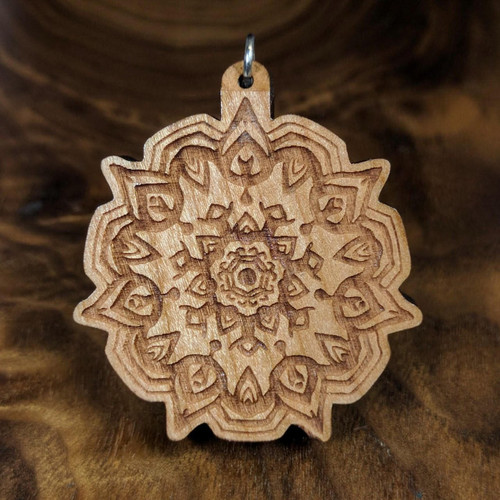 LaserTrees Dream Mandala 4 Hardwood Pendant by Corey Clark 