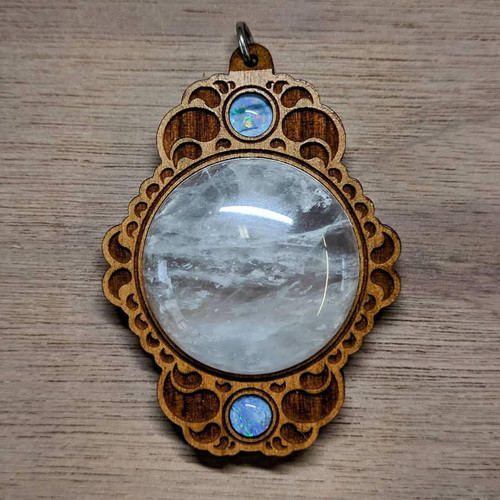 LaserTrees Orbital Reflections Hardwood Gemstone Pendant