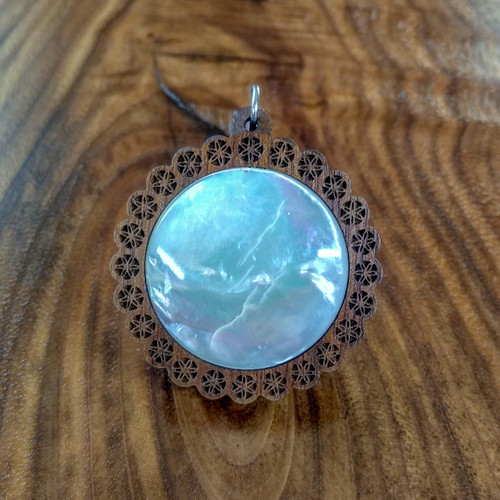 LaserTrees Seed Gate Hardwood 30mm Gemstone Pendant 