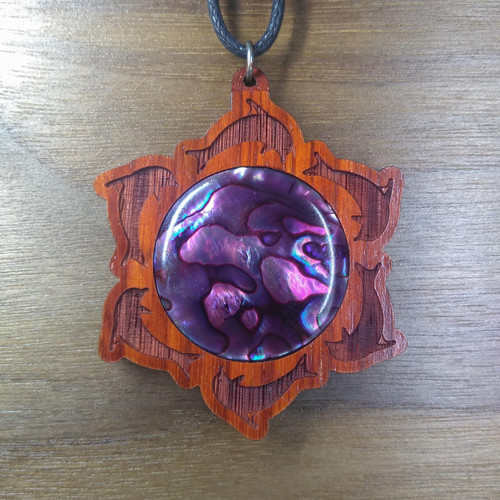 LaserTrees Dolphin Mandala Hardwood 30mm Gemstone Mermaid Pendant