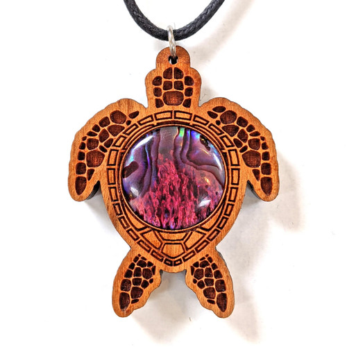Sacred Turtle Hardwood 18mm  Gemstone Pendant by LaserTrees | Handcrafted Sacred Geometry