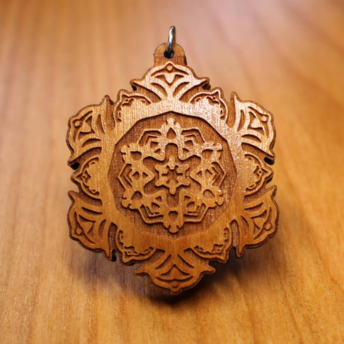 LaserTrees Cosmic Flower Hardwood Pendant by Corey Clark