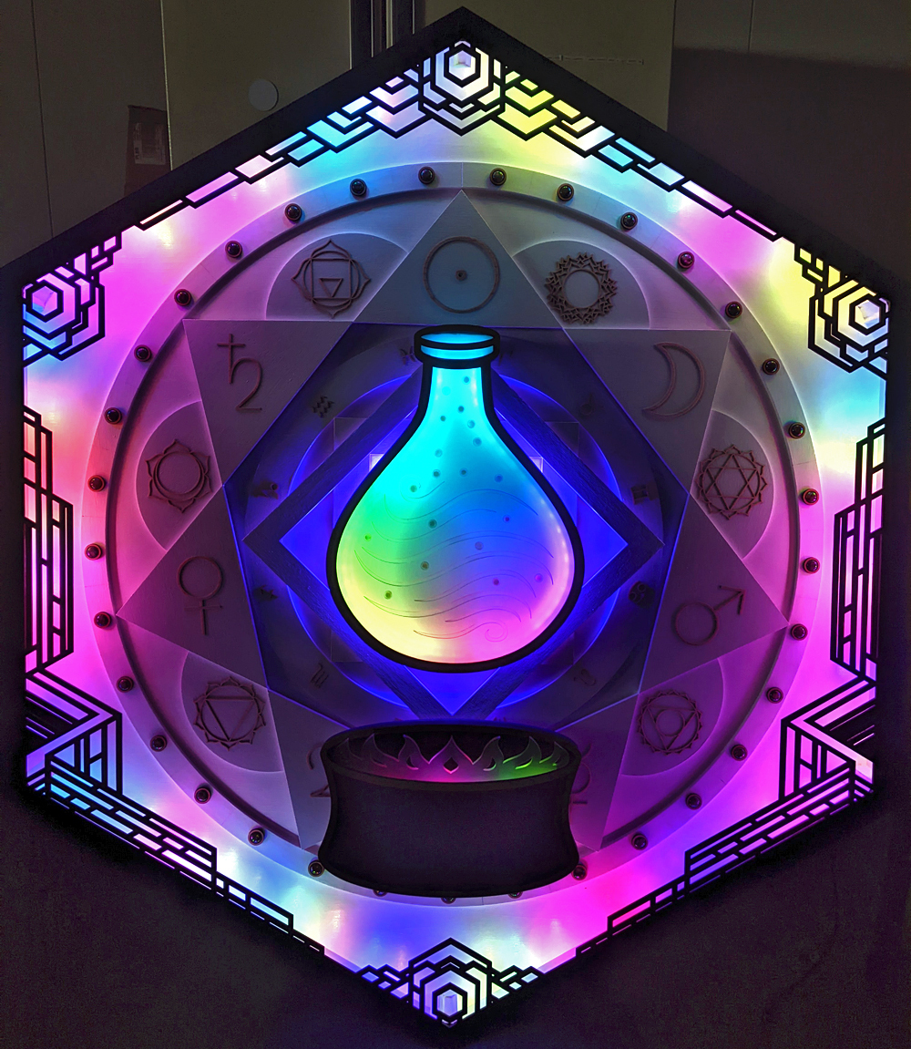 Potion Multidimensional Illuminated Wood and Gemstone Fine Art
