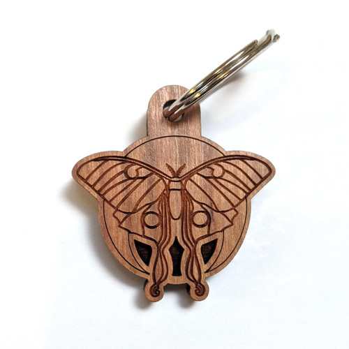 Luna Moth Hardwood Keychain LaserTrees