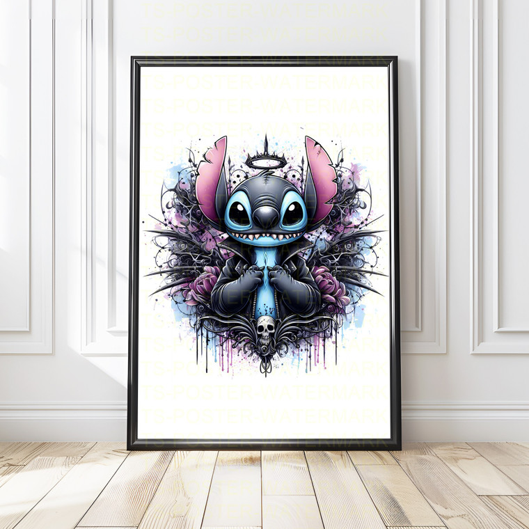 Stitch Gothic Halo Poster – Dark Fantasy Wall Art
