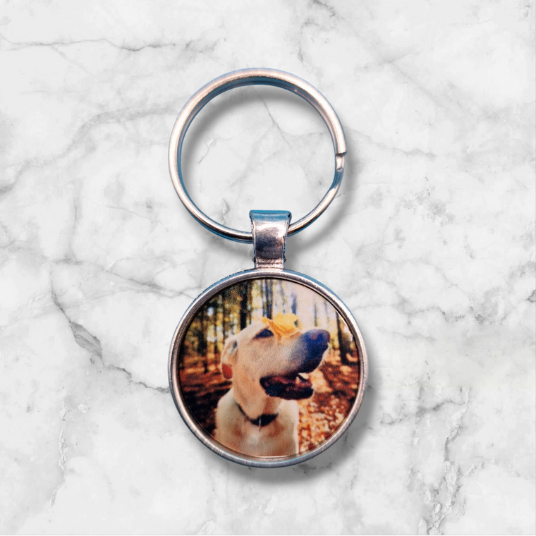 Small Circle Custom Two Sided Photo Keyring - TS-ITM-1174