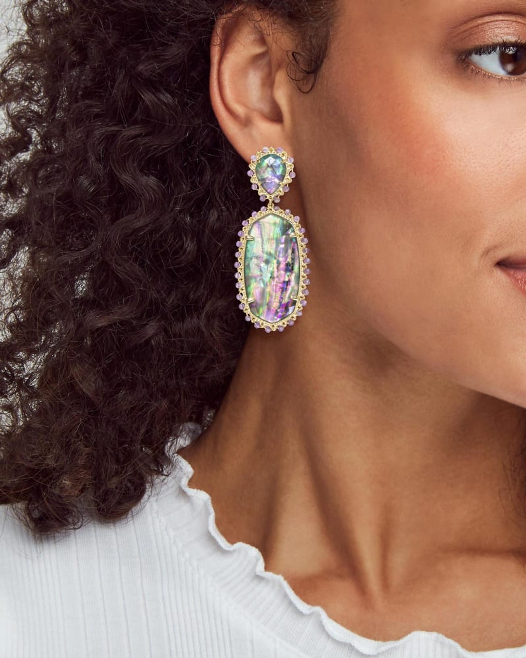 Kendra scott lilac abalone shop earrings