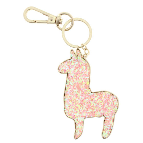 Confetti Pink Llama Keychain