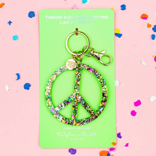 Confetti Peace Sign Keychain