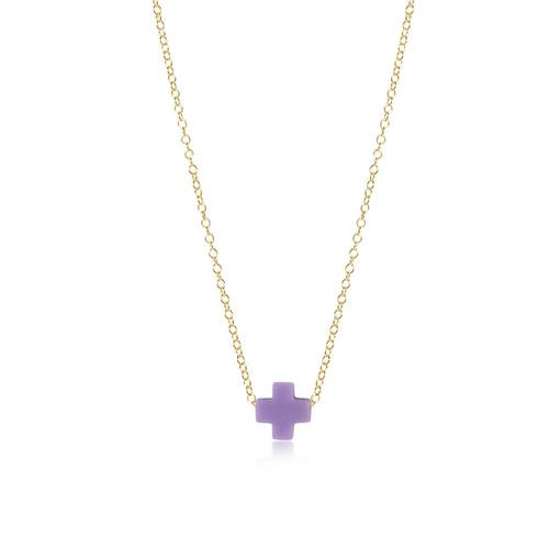 Gold Purple Cross Necklace 14"