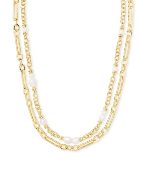 Mollie Multi Strand Gold Pearl Necklace