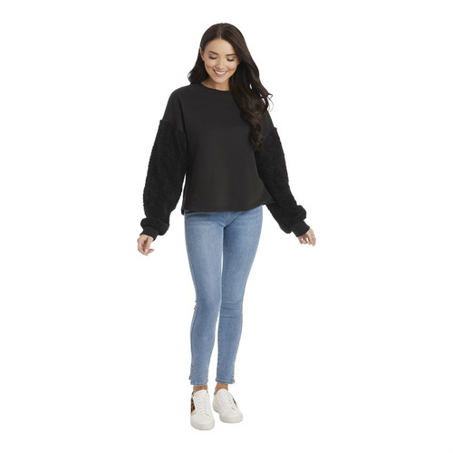 Small Layla Sherpa Black Sweatshirt