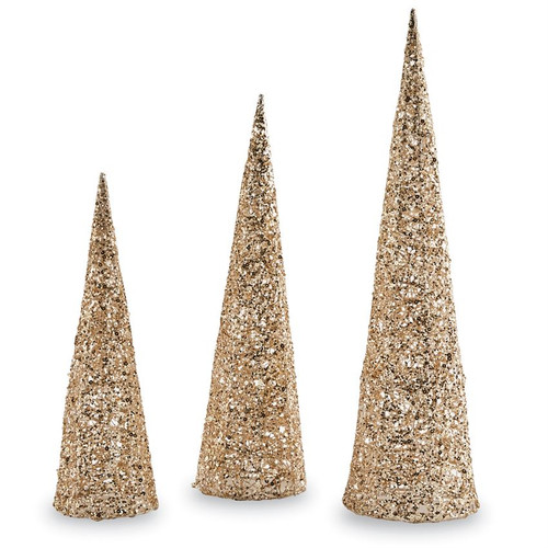 Glitter Cone Tree Set of 3