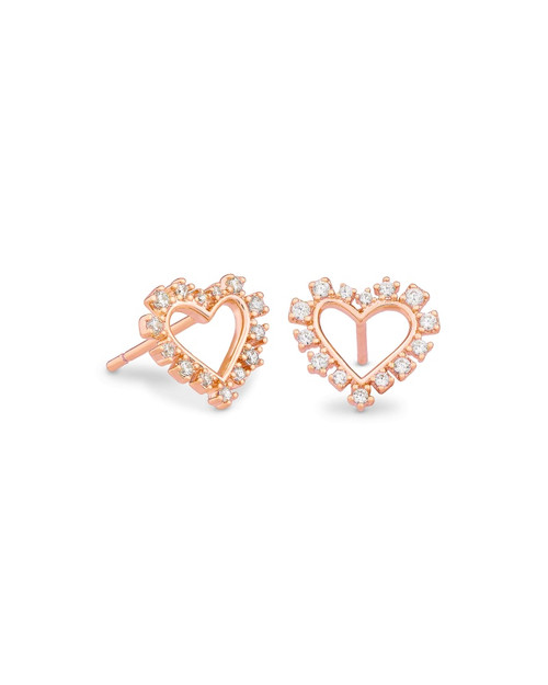 Ari Heart Stud Rose Gold White Earring 