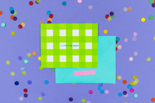 Green Gingham You're The Best! Note Card Set