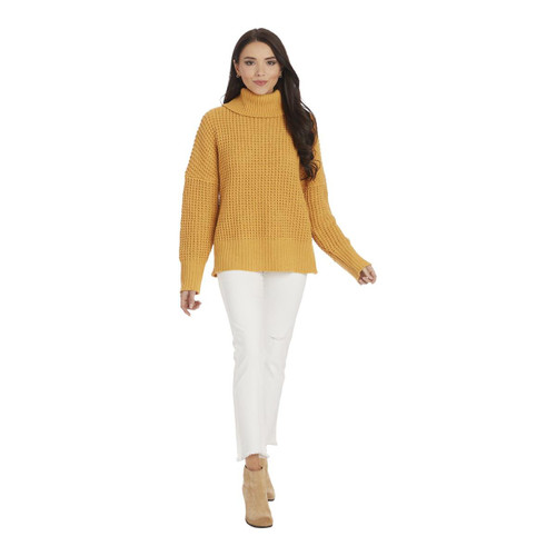 L Randi Mustard Waffle Sweater