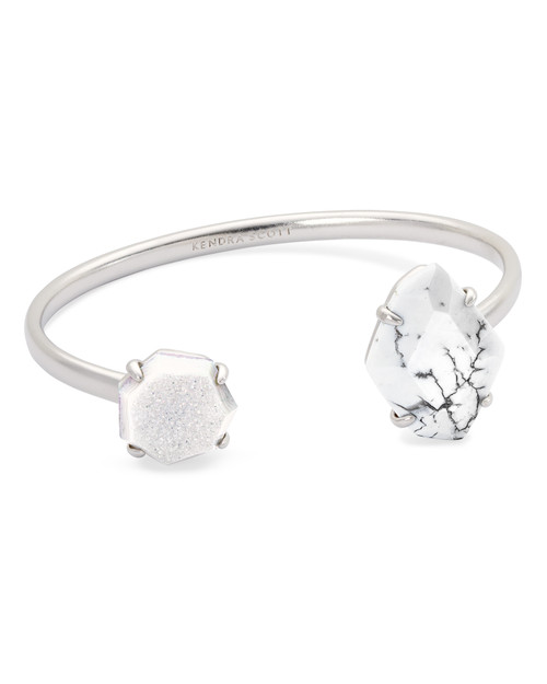 Cynthia Cuff Silver White Bracelet