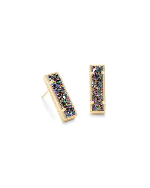 Lady Earring Gold Multicolor Drusy