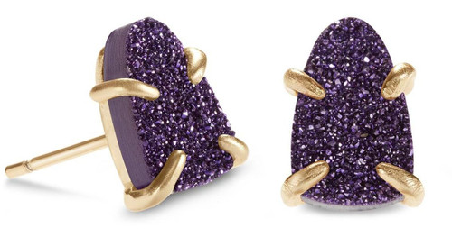 Harriett Earring Gold Purple Drusy