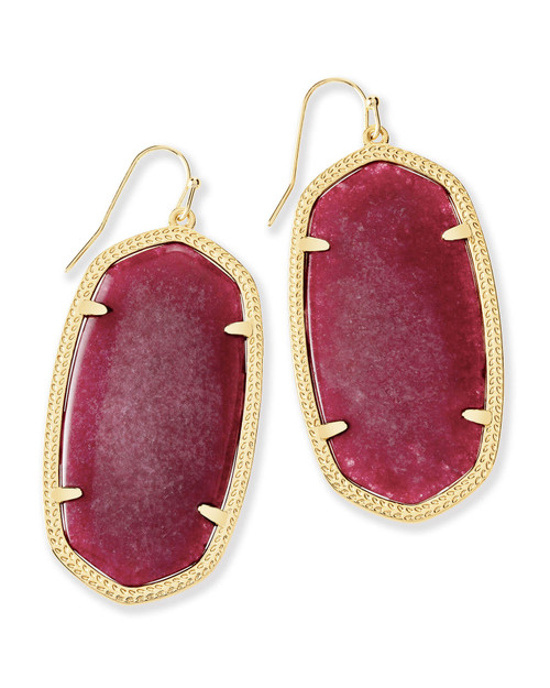 Danielle Earring Gold Maroon Jade