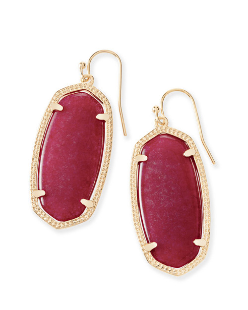 Elle Earring Gold Maroon Jade