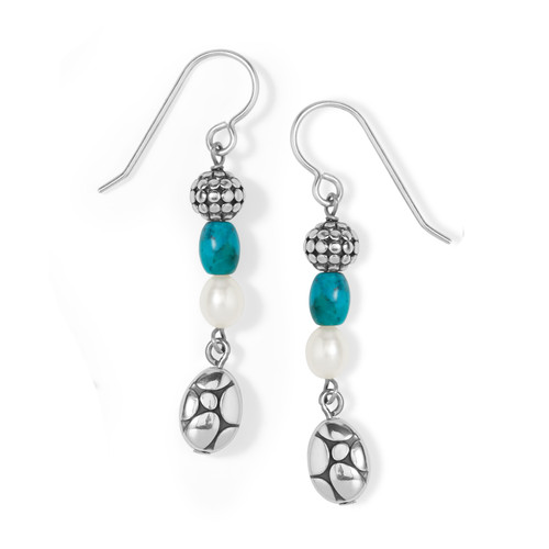 Pebble Turquoise Pearl French Wire Earrings 