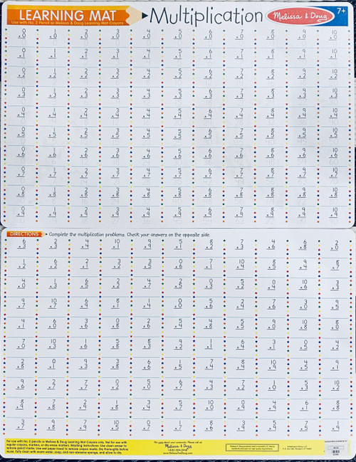 Multiplication Problems Learning Mat