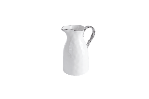 Water Pitcher White & Silver