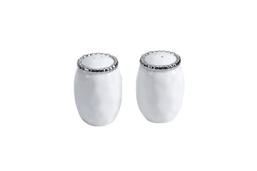 Salt & Pepper Shakers White & Silver