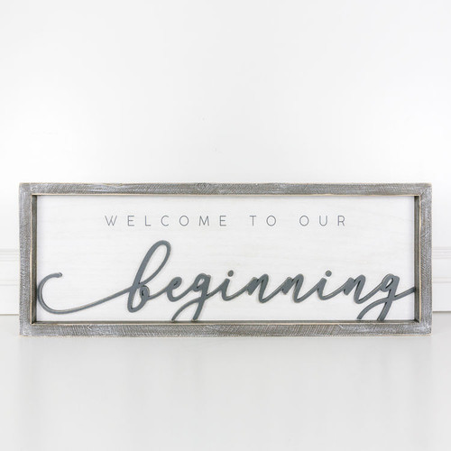 Welcome to Our Beginning Sign 24x9
