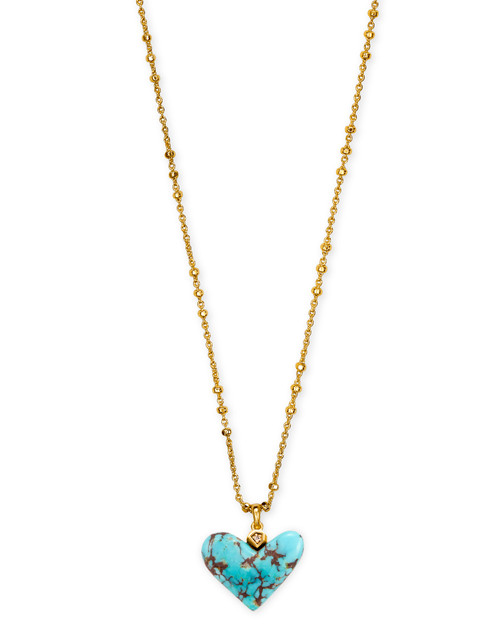 Poppy Short Necklace Gold Veined Turquoise