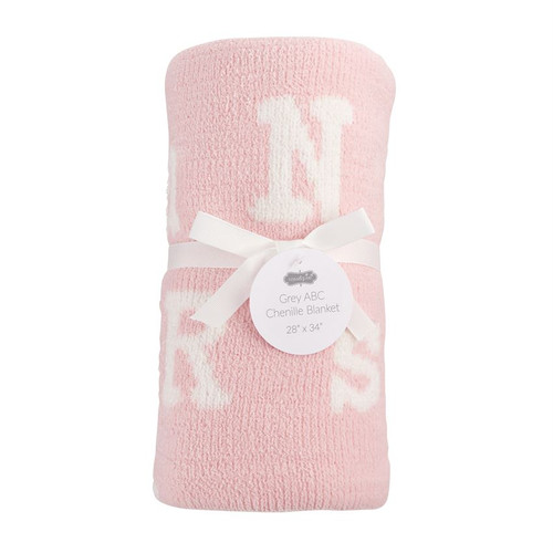 Pink ABC Chenille Blanket 