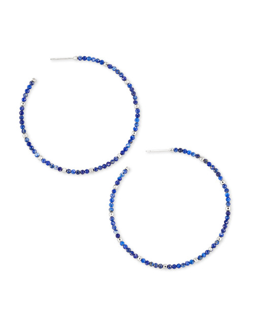 Scarlet Hoop Silver Blue Lapis Earrings