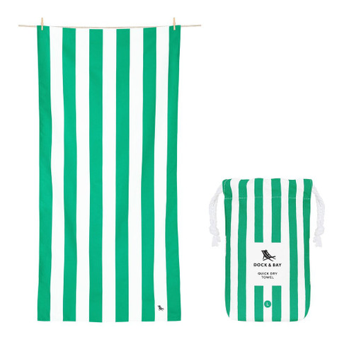 Green Stripe Large Quick Dry Towel