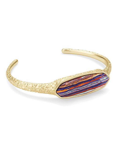 Layla Cuff Gold Pink Rainbow Calsilica