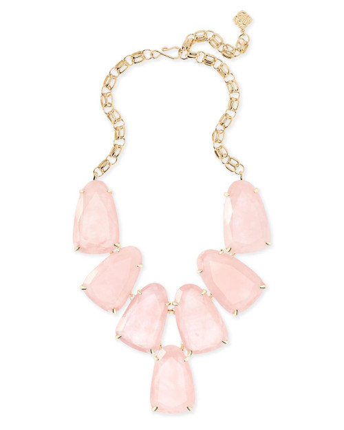 Harlow Necklace Gold and Rose Quartz