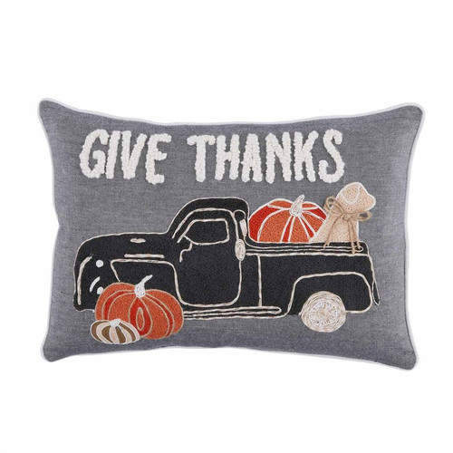 Give Thanks Dog Truck Pillow